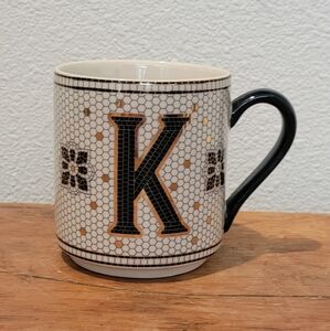 Anthropologie Bistro Tile Margot Monogram Initial Mug